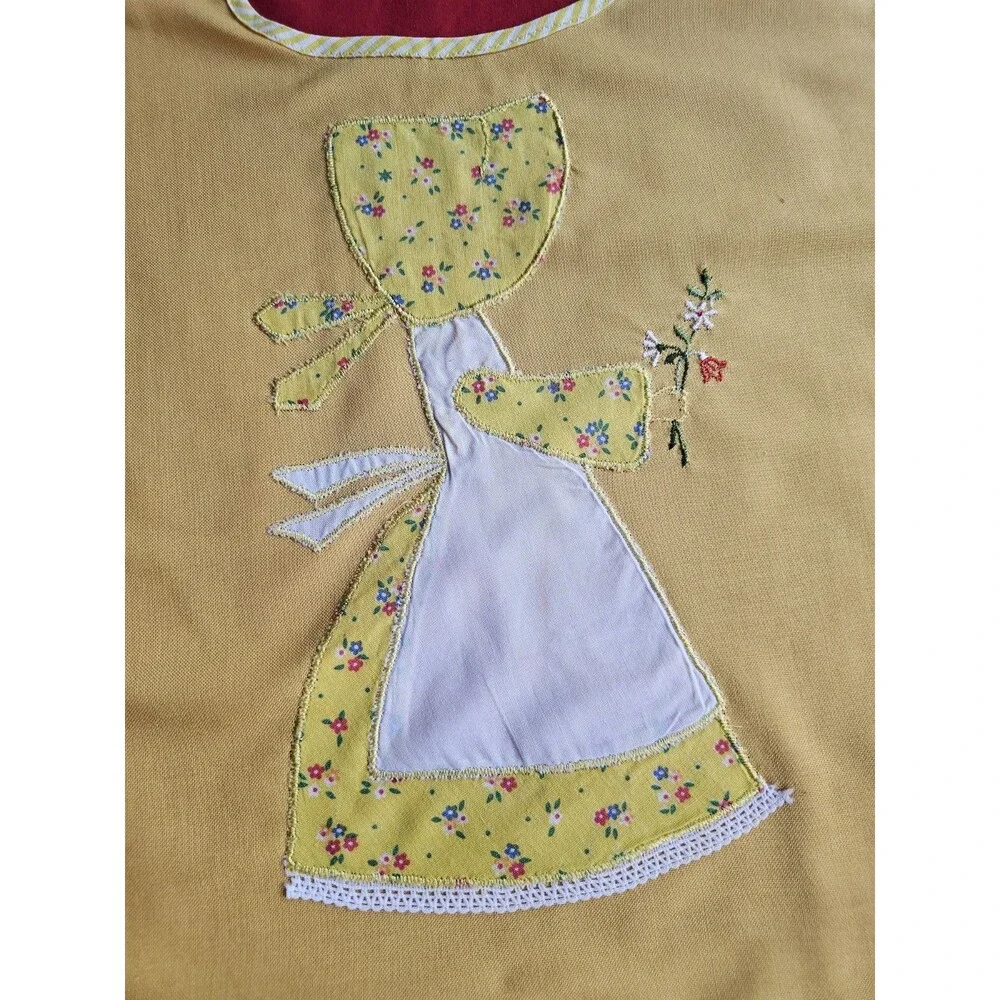 Vintage Red And Yellow Sunbonnet Sue Clothespin Bag Handmade